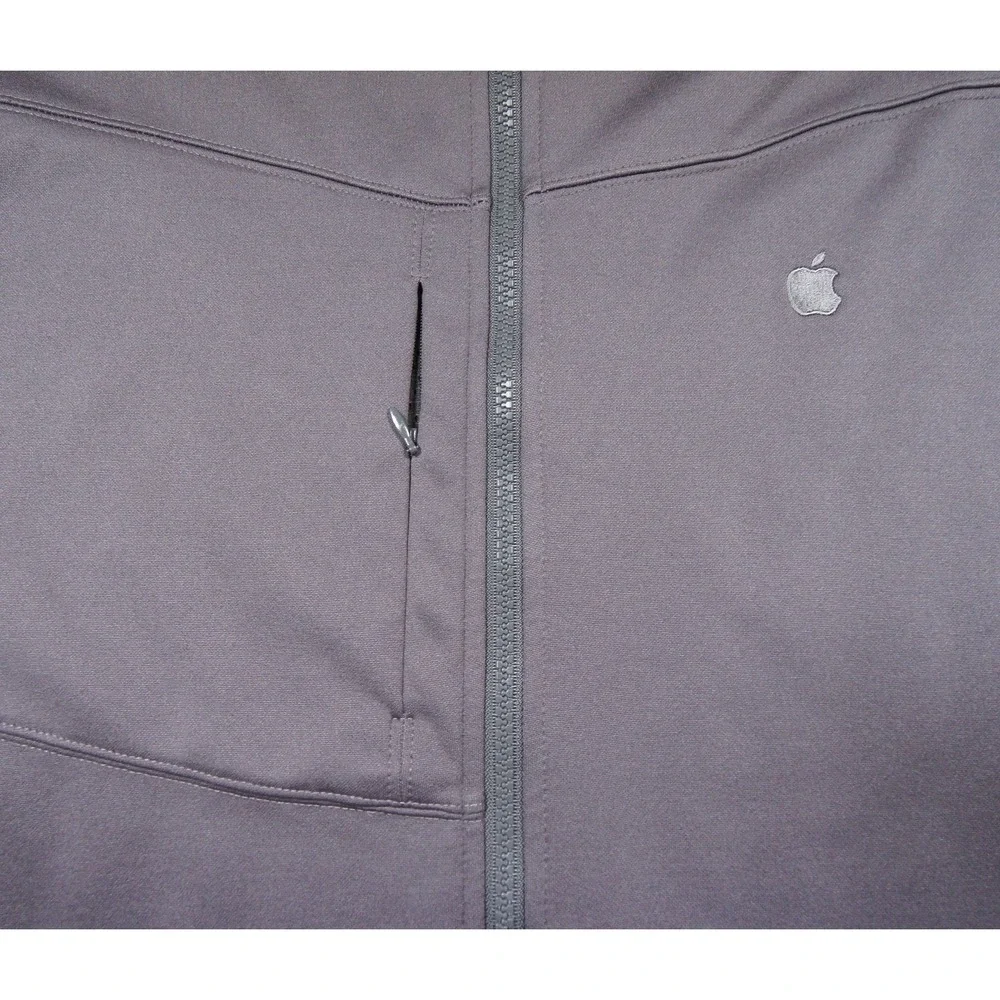 Apple Employee Jacket Mens 2XL XXL Gray Full Zip Fleece Adult Casual Technology
